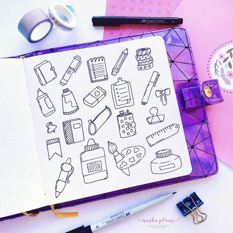 Back to school season is probably my favorite time of the year - stationery is everywhere, a lot of excitement and a feeling of a new beginning in the middle of the year!I haven’t been in school forever but I still get overly excited each year.So of course I had to create a post with back to school doodles, especially since I used them to create my August Bullet Journal setup. Back To School Doodles, Back To School Bullet Journal, School Bullet Journal, Doodle Tutorial, August Bullet Journal, School Doodle, School Doodles, Notebook Doodles, Bullet Journal Spreads