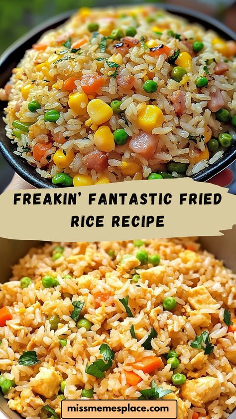 Looking for an easy fried rice recipe that’s big on flavor? This Freakin' Fantastic Fried Rice is your go-to! Made with simple ingredients, this quick and easy recipe is perfect for busy weeknights or a last-minute dinner idea. Loaded with veggies, savory soy sauce, and fluffy rice, it’s a complete meal you’ll love. Try this flavorful fried rice recipe and bring delicious restaurant-style taste home. #EasyFriedRice #QuickDinner #FantasticFriedRice Chinese Egg Fried Rice, Delicious Fried Rice, Best Fried Rice Recipe, Easy Fried Rice, Beef Fried Rice, Fried Rice Recipe Easy, Fluffy Rice, Chinese Cooking Recipes, Quick Weeknight Meals