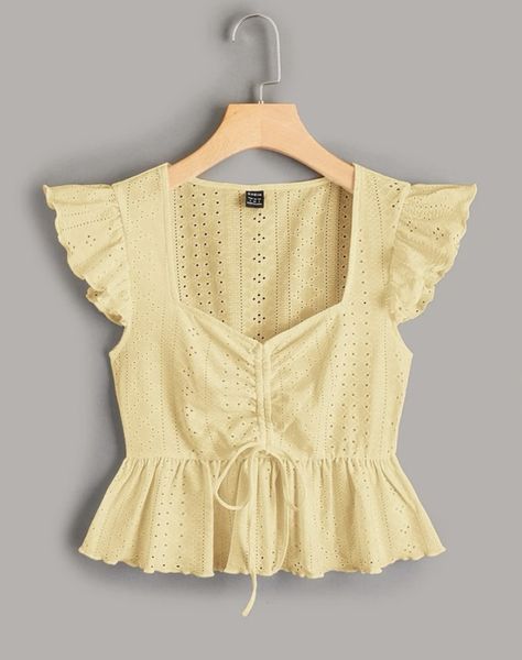 Lace Top Design, Simple Frock Design, Blouse Casual Fashion, American Girl Doll Patterns, Fancy Tops, Sleeves Designs For Dresses, Unique Blouse, Trendy Fashion Tops