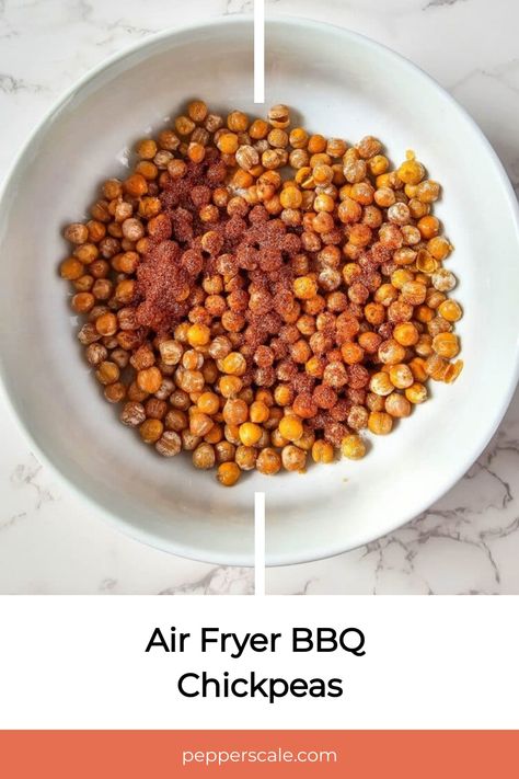 Bold, earthy, and smoky flavors come together in this air fryer BBQ chickpeas recipe. Not only delicious, but also quick to prepare and a healthier snacking alternative. Air Fryer Chickpeas, Spicy Desserts, Bbq Chickpeas, Carrot Dip, Chickpea Chili, Chickpeas Recipe, Fried Chips, Jalapeno Recipes, Snack Craving