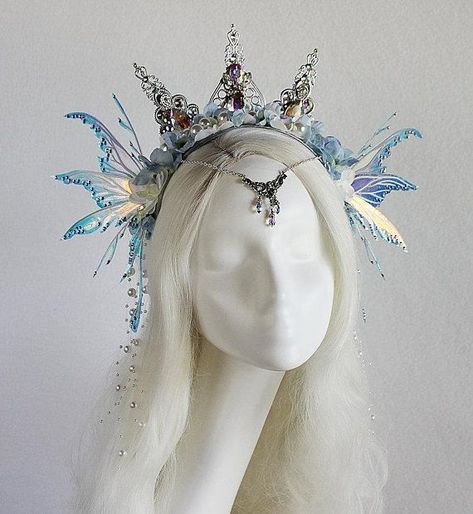 Fantasy Crown, Gossamer Wings, Fairy Crown, Wings Design, Fairy Costume, Hair Reference, Fantasy Dress, Fantasy Jewelry, Fantasy Clothing