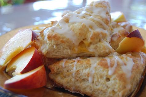 Peach scones. I used Greek yogurt with a little milk rather than buttermilk, and didn't soak the peaches in amaretto because we were out. Still, really delightful. Peach Buttermilk, Peach Scones, Buttermilk Scones, Living A Happy Life, James And The Giant Peach, Lemon Uses, Tea Time Food, Scones Ingredients, The Giant Peach