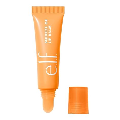 LINK IN PIN!  Your new favorite lip product for hydrated and nourished lips. Orange Gift Ideas, Lanage Lip Products, Elf Squeeze Me Lip Balm, Elf Lip Balm, Makeup Aesthetics, Lips Gloss, Strawberry Lip Balm, Winter Lips, High Shine Lip Gloss