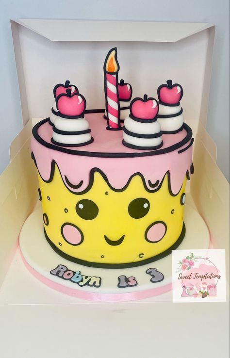 Cartoon Character Cake Design, Cartoon Cake For Adults, Simple Cartoon Cake Designs, Cartoon Style Birthday Cake, Cartoon Cake Without Fondant, Simple Fondant Cake, Sofia Cake, Birthday Cake Pops, Simple Cake Designs