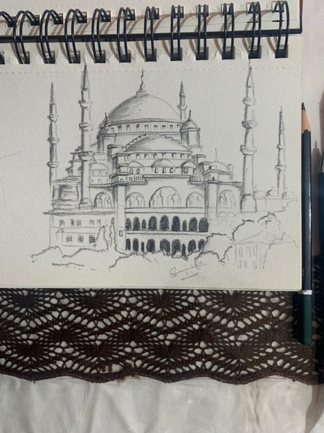 Friday Mosque of Turkey istanbul. #istanbul #turkeyarchitecture #mosque #architecture #drawing #drawingofinstagram #youtube #sketchbookdrawing #sketchingideas #sketch Istanbul Mosque Drawing, Sultan Ahmed Mosque Drawing, Mosque Sketch Drawing, Mosque Architecture Drawing, Blue Mosque Drawing, Mosque Sketch, Masjid Aesthetic, Blue Mosque Turkey, Mosque Drawing