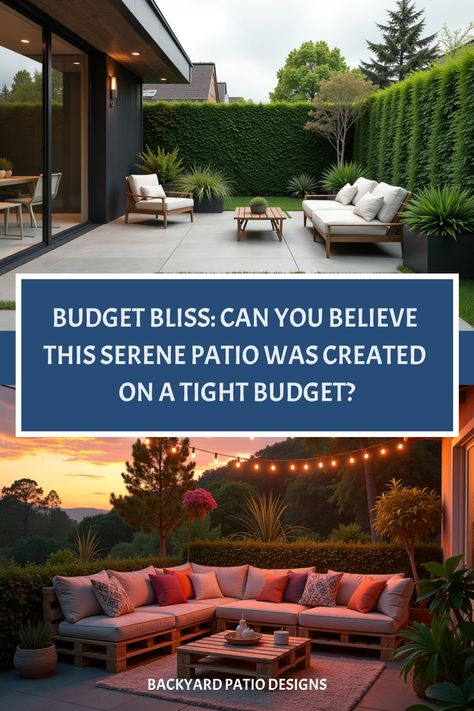 Peaceful budget patio with homemade water feature and repurposed furniture at dusk Budget Backyard Patio, Affordable Landscaping, Patio Privacy, Outdoor Sanctuary, Stone Pathway, Patio Makeover, Patio Designs, Landscaping Tips, Bedroom Paint Colors