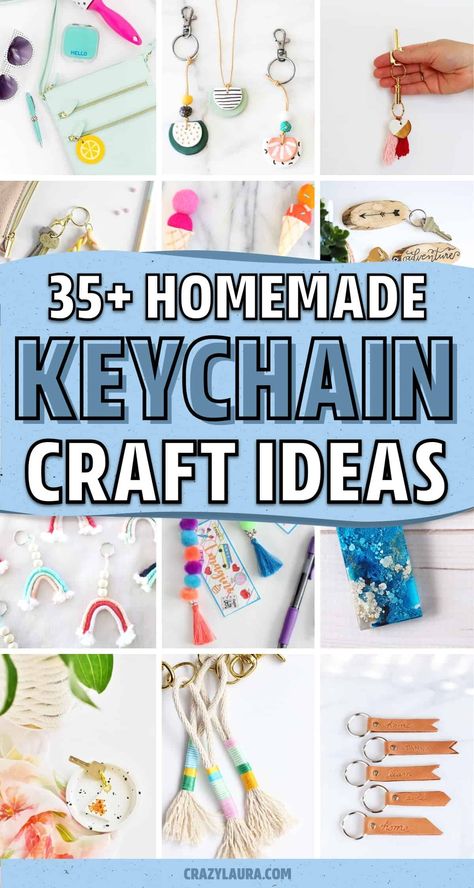 Want to make your own keychain but need some help getting started!? Check out these super creative DIY keychain tutorials and ideas for inspiration! Diy Souviners Ideas, Diy Friendship Keychains, How To Make Keychains At Home Easy, How To Make Homemade Keychains, Keyring Ideas Handmade, How To Make Diy Keychains, Charm Crafts Diy Projects, Homemade Keychains Diy, Keychain Crafts For Kids