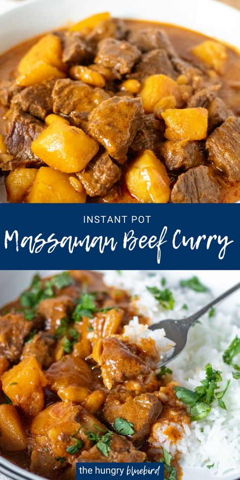 Beef And Potato Curry, Thai Instant Pot, Thai Massaman Curry, Beef Massaman, Beef Massaman Curry, Massaman Curry Paste, Suriname Food, Lao Food, Beef Curry Recipe