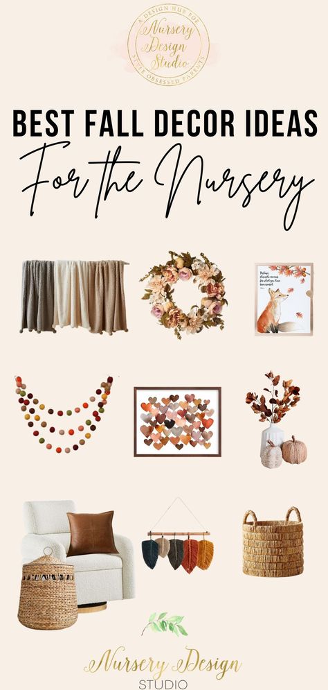 NURSERY FALL DECOR | Bring autumnal shades, cozy vibes, and warmth to your nursery with our favorite nursery fall decor ideas. Fall Nursery Ideas, Girls Nursery Ideas, Royal Baby Nurseries, Small Baby Nursery, Autumn Nursery, Fall Nursery, Nursery Color Palette, Modern Baby Nursery, Shared Nursery