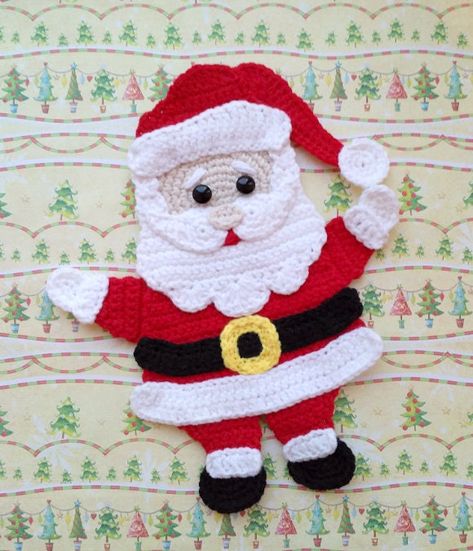 Santa Applique, Crochet Santa, Crochet Appliques, Christmas Applique, Holiday Crochet, Christmas Crochet Patterns, Applique Pattern, Baby Blanket Pattern, Santa Clause