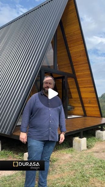 Steel Frame House Design, Tiny A Frame Cabin, Steel Frame House, Sofa Cama, Unique House Design, A Frame Cabin, Unique Houses, Dream House Exterior, Steel Frame