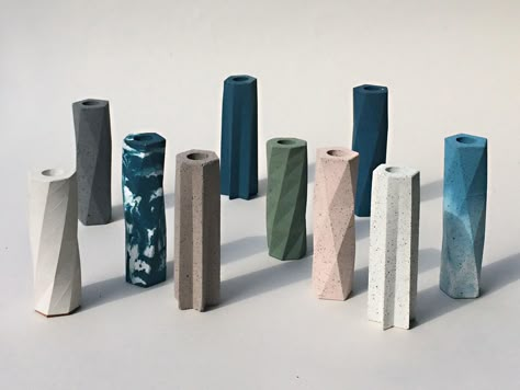 Cylinder Packaging Design, Phil Cuttance, Jesmonite Casting, Vase Making, Christmas Vases, Stone Vase, Unique Vases, Creative Packaging, Gift Vouchers