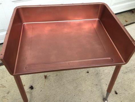 Painted School Desks, Metal Desk Makeover, Homemade Grout Cleaner, Old School Desk, Old School Desks, Vintage School Desk, Desk Planter, Primer Spray, House Lamp