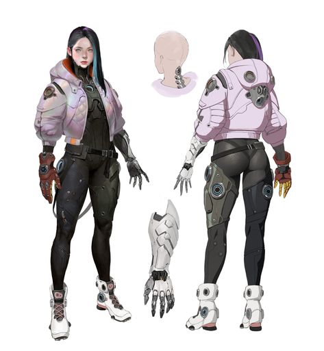 ArtStation - Project S, BangkuART Cyberpunk Character Design, Cyberpunk Character Art, Cyberpunk Concept Art, Sci Fi Clothing, Cyberpunk Female, Cyberpunk Aesthetic, Character Graphic, Cyberpunk Fashion, Arte Cyberpunk