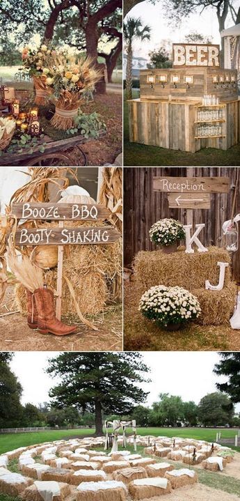 45 Most Popular Fall #Wedding Ideas You'll Fall In Love With Hay Bale Wedding, Fall Country Wedding, Wedding Reception Ideas, Wedding Dessert Table, Fall Country, Hay Bales, Fall Wedding Colors, Western Wedding, Tiffany Blue