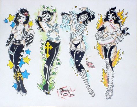 Kiss Band Tattoo Ideas, Pinup Flash, Kiss Band Tattoo, Last Kiss, Kiss Band, Band Tattoo, Body Kits, Body Kit, Flash Tattoo