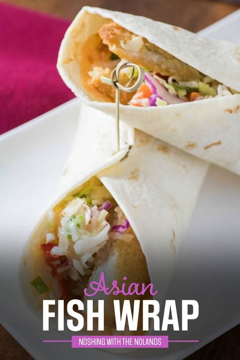 This Asian Fish Wrap is made easy using Janes ultimates Fish Products and their deliciously crispy Panko Breaded Fillet of Sole. The punch of flavor comes from a Sriracha mayo and Asian slaw. Fish Wraps Recipe, Fish Wraps, Asian Fish, Wraps Recipes Easy, Sandwich Wraps Recipes, Wraps Recipes, Slow Cooker Ham, Fish Wrap, Asian Slaw