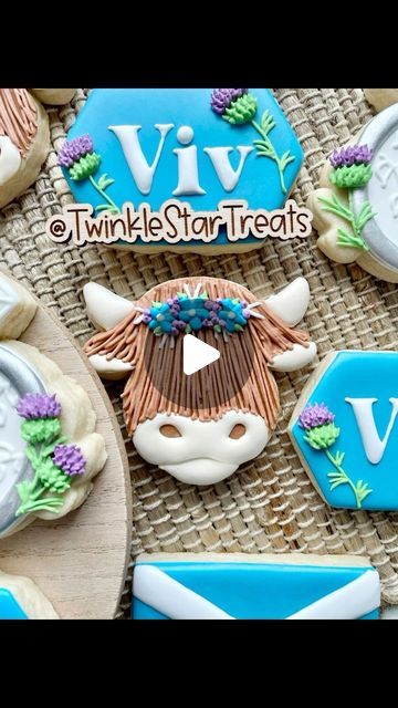 Highland Cow Cookies, Icing Cookies Tutorial, Cow Cookies, Cookie Videos, Cookie Tutorials, Highland Cows, Cookie Icing, Twinkle Star, Cookie Art