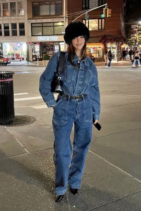 Boiler Suit Street Style, Boiler Suit Outfit, Utility Jumpsuit Outfit, Sandra Shehab, Denim Jumpsuit Outfit, Ny Outfits, Outfit Korean, Sassy Outfit, Jumpsuit Outfit