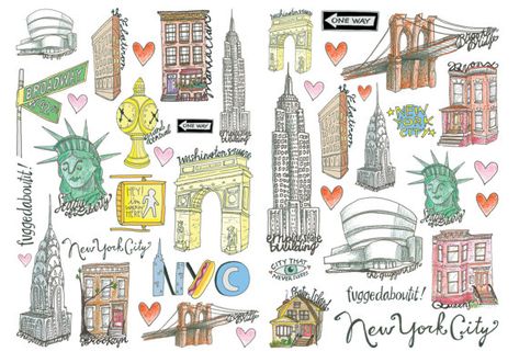 Celebrate the city that never sleeps with tattoos of famous buildings and landmarks of NYC!  These tattoos are completely safe and non-toxic, will last between 2-5 days (depending on where its placed), and can be easily removed with baby oil. Pictured is a full look at the entire New York City Drawing, Drawing New York, Nyc Party, New York Tattoo, Nyc Tattoo, City Tattoo, Engagement Presents, City Drawing, Eleanor Roosevelt