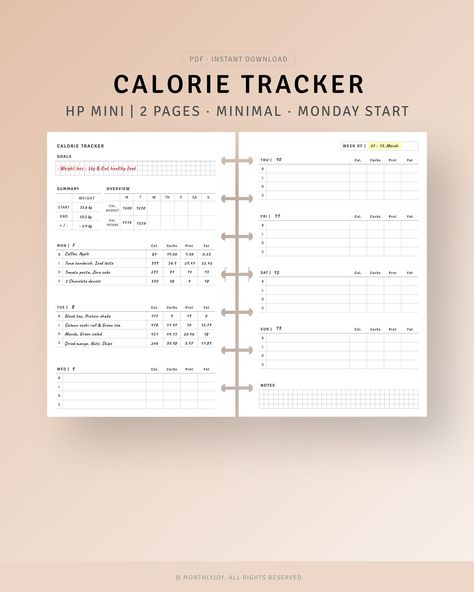 . Lose weight and keep track of your progress with this handy printable planner. #weightloss #dietplan #diet_planner Weekly Overview, Printable Food, Wellness Tracker, Calorie Tracker, Simple Planner, No Calorie Snacks, Diet Planner, Weekly Planners, Mini Planner