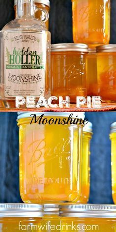 Peach Pie Moonshine, the perfect mason jar gift for the most important people in your life who need a stiff drink. Making Extracts, Homemade Brandy, Peach Pie Moonshine, Flavored Moonshine Recipes, Moonshine Drink Recipes, Whiskey Bacon, Peach Moonshine, Important People In Your Life, Homemade Moonshine