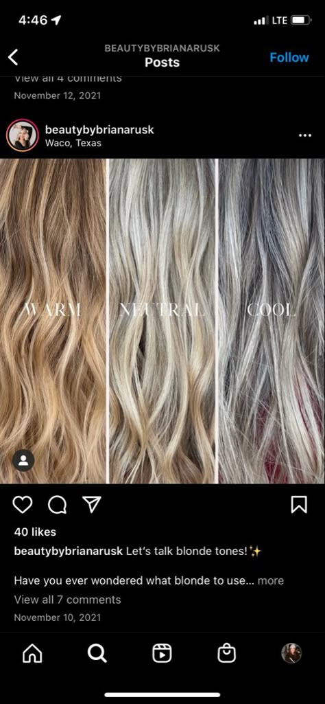 Ashy Neutral Blonde Hair, Blonde Hair Color Cool Tone, Cool Vs Ashy Blonde, Cool Blonde Vs Warm Blonde Hair, Neutral Blonde Hair Color Ideas, Blonde Highlights For Cool Skin Tone, Ash Blonde Vs Golden Blonde, Ashy Blonde Vs Warm Blonde, Cool Bayalage Blonde