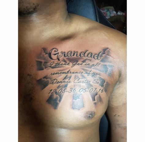 Mens Remembrance Tattoos, Rip Grandma Tattoo For Men, Rip Grandma Tattoos, Tattoo For Grandpa, Grandfather Memorial Tattoos, Rip Grandpa, Grandfather Tattoo, Grandpa Tattoo, Grandma Tattoos