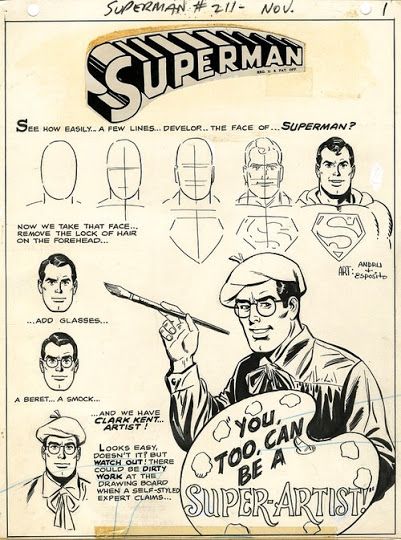 Paperwalker: You, too, can be a super-artist Classic Comic Art Style, Comic Book Drawing Tutorials, How To Draw Comic Characters, Comic Book Art Style Tutorial, How To Draw Superman, Superman Drawing, Comic Superman, Superman Comic Books, Artist Tutorials