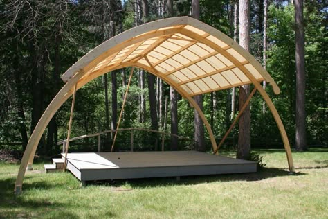 Backyard Stage For Band, Diy Outdoor Stage, Outdoor Stage Architecture, Outdoor Stage Ideas, Pergola Shed, Festival Stage, Outdoor Stage, Bamboo Architecture, Arch House