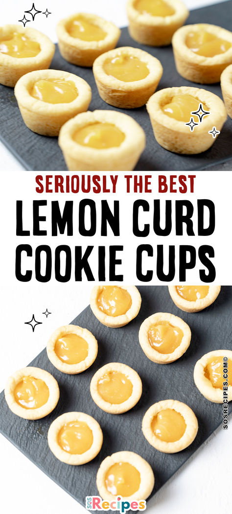 These delightful Lemon Cookie Cups are made with soft sugar cookie dough and filled with homemade lemon curd. They’re like mini lemon pies, making them a perfect sweet treat for baby showers, weddings, and summer parties. Lemon Curd Cookie Cups, Lemon Cookie Cups, Mini Lemon Pies, Lemon Curd Cookies Recipe, Lemon Pies, Lemon Bar Cookies, Soft Sugar Cookie, Lemon Cookies Easy, Finger Food Desserts