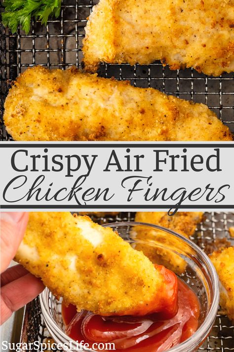 Air Fry Chicken Fingers, Fried Chicken Fingers Recipe, Healthy Breaded Chicken, Chicken Breaded, Chicken Fingers Recipe, Homemade Chicken Fingers, Healthy Chicken Fingers, Air Fryer Recipes Chicken Tenders, Chicken Finger Recipes