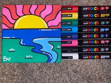 Posca Art Doodle, Color Markers Art, Posca Paint Markers, Markers Drawing Ideas, Doddle Art, Pen Doodles, Acrylic Art Projects, Posca Marker, Color Drawing Art