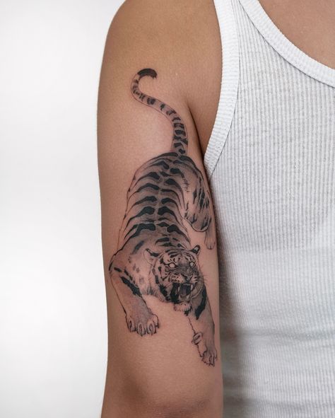 wilwang_tatt Inner Arm Tattoos, Inner Bicep Tattoo, Bamboo Tattoo, Inner Arm Tattoo, Tiger Tattoo Design, Amazing Tattoos, Upper Arm Tattoos, Bicep Tattoo, Arm Tattoos For Women