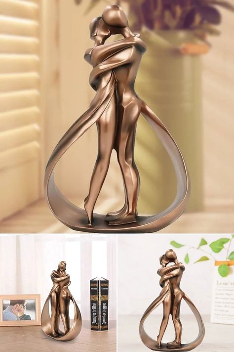 A romantic figurine in the form of a statue--- It is a beautiful reminder of love, kindness and mutual respect. ❤ The statue of this sweet couple, who passionately embrace and kiss each other, promising their future together❤. This romantic figurine is rich in human feelings and depicts the power of intimacy and love. Memorable decorative statue ornament for living room, bedroom, bookshelf or office desktop. Bedroom Bookshelf, Romantic Lovers, Love Statue, Best Hair Dye, Lovers Embrace, Living Room Ornaments, Fused Glass Artwork, Ceiling Design Living Room, Metal Furniture Design