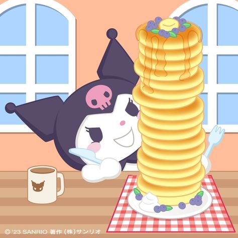 Kuromi Eating, Eating Pancakes, My Melody Wallpaper, Sanrio Wallpaper, Hello Kitty Pictures, Sketchbook Art Inspiration, Art Sketchbook, Reaction Pictures, Aesthetic Pictures