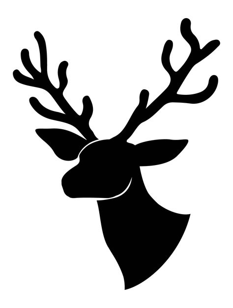 Reindeer Head Silhouette Printable Silhouette Printables, Deer Head Silhouette, Reindeer Silhouette, Reindeer Head, Head Silhouette, Silhouette Stencil, Printing Business, Printable Image, Christmas Crafts For Kids