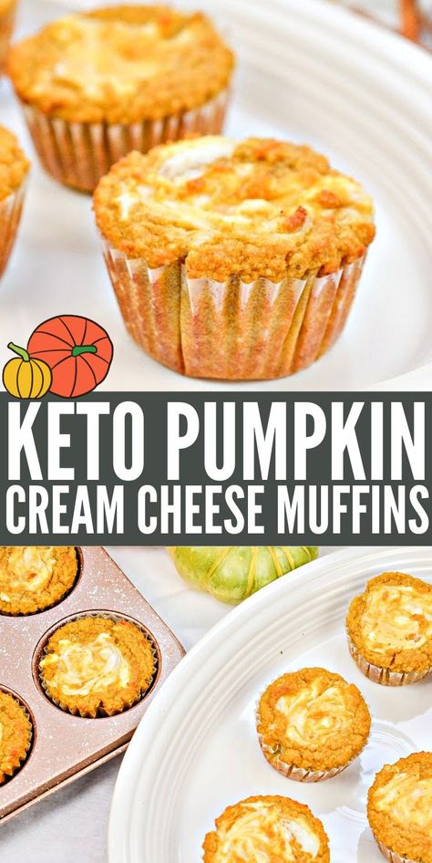 Keto Pumpkin Cream Cheese Swirl Muffins #ketopumpkincreamcheesemuffins #pumpkincreamcheesemuffins Keto Pumpkin Cream Cheese Muffins, Keto Pumpkin Cream Cheese, Keto Pumpkin Muffins, Low Carb Pumpkin Muffins, Keto Pumpkin Recipes, Low Carb Muffin Recipes, Keto Cream Cheese, Keto Muffins, Pumpkin Cream Cheese Muffins