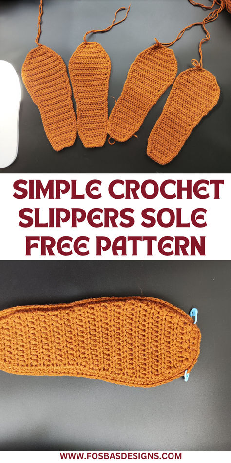 Simple crochet slippers sole free pattern, suitable for all sizes and styles.