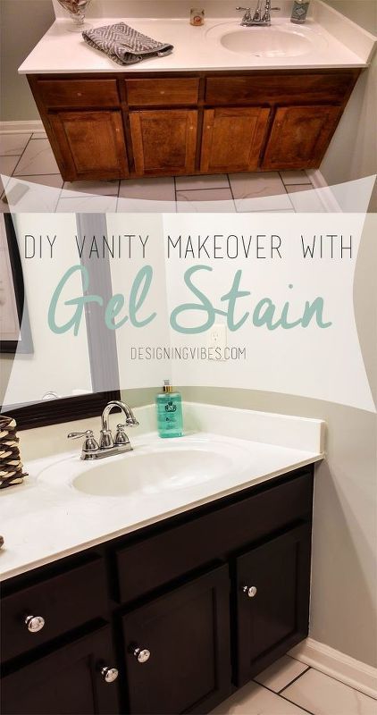 vanity makeover on a low budget, painted furniture Java Gel Stains, Bathroom Cabinets Diy, Java Gel, Vanity Makeover, Bathroom Vanity Makeover, Bad Set, Diy Vanity, Decor Baie, Gel Stain