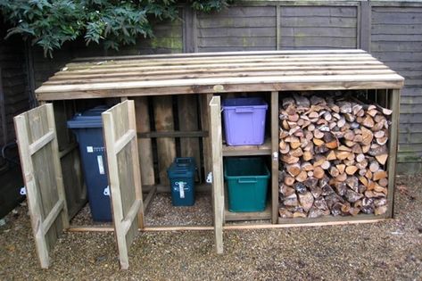 Wheelie Bin And Log Storage – A Website For All The Ideas You Will Ever Need Wood Shed Plans, Log Store, Bin Store, Wood Store, Storage Shed Plans, Firewood Storage, Wood Shed, Building A Shed, Storage Area