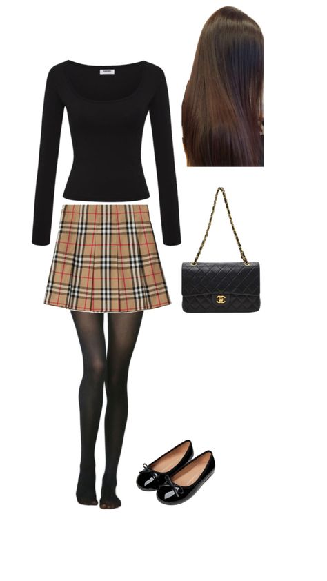 Burberry Dress Outfit, Burberry Skirt Outfit, 6th Form Outfits, Fashion School Outfits, Burberry Skirt, Burberry Dress, Royal Clothing, Uni Outfits, Fall Fits