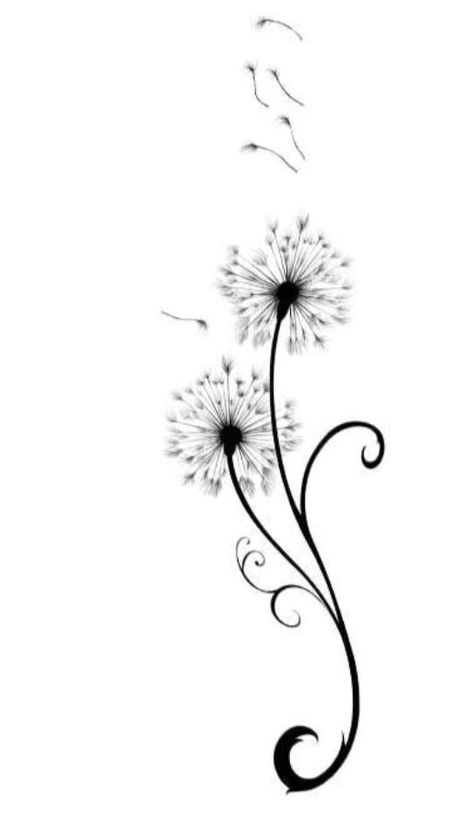 Dandelion Tattoo With Butterflies, Dandelion Side Tattoo, Dandelion Mom Daughter Tattoo, Dandelion Tattoo With Name, Dandelion Forearm Tattoo Women, Dandelion Silhouette, Dandelion Tattoos, Blowing Dandelion Tattoo, Dandelion Drawing