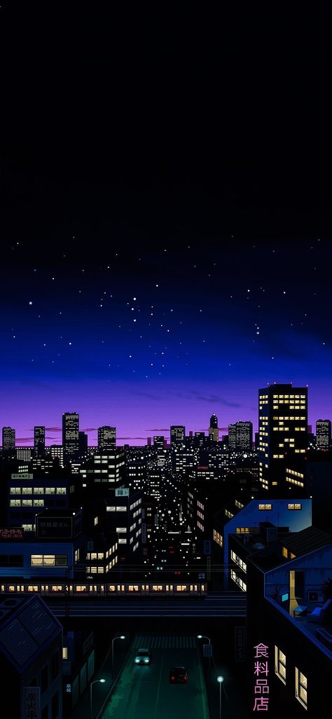 Cityscape Drawing, Vaporwave Wallpaper, Qhd Wallpaper, Iphone Wallpaper Landscape, 2160x3840 Wallpaper, Iconic Wallpaper, Night Scenery, Anime Backgrounds Wallpapers, Cool Wallpapers Cartoon