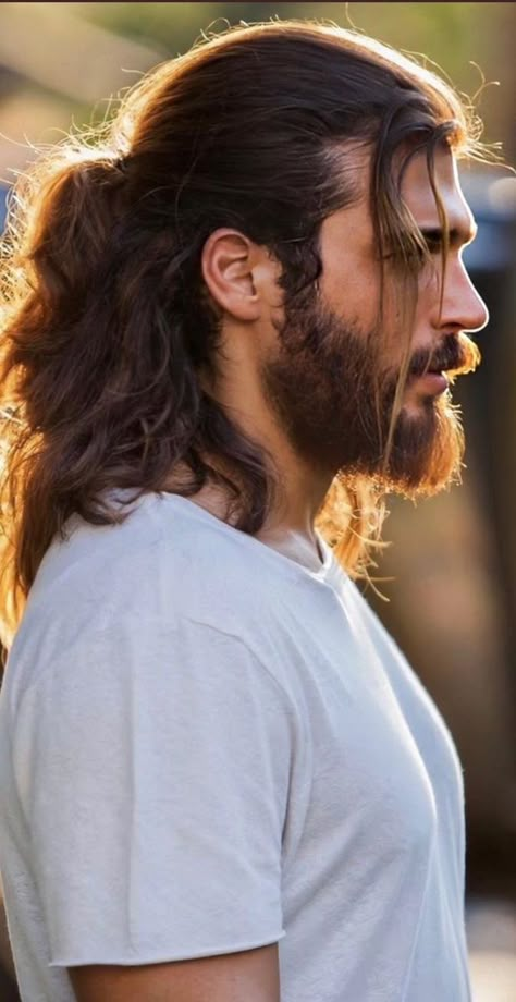 Long Hair And Beard, Man With Long Hair, Long Hair Beard, Mens Hairstyles Thick Hair, Viking Hair, Men's Long Hairstyles, Beard Hairstyle, Men Haircut Styles, Grow Long Hair