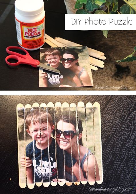 Popsicle Puzzle Diy, Quick Art Projects For Kids, Photo Puzzle Diy, Diy Puzzle For Kids, Popsicle Puzzle, Quick Art Projects, Popsicle Stick Puzzle, Quick Art, Photo Crafts