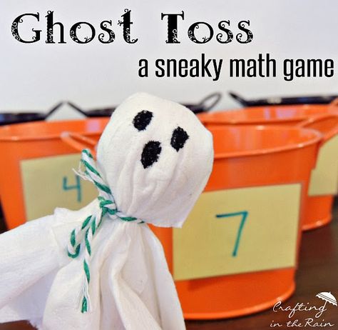 Ghost Toss Halloween Math Game Rain Ghost, Halloween Math Games, Halloween Math Activities, Classroom Halloween Party, Math Night, Halloween Class Party, School Halloween Party, Halloween Kindergarten, Halloween Classroom