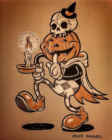 Lance Inkwell, Halloween Aesthetics, Halloween Pin Up, Vintage Halloween Art, Aesthetics Art, Halloween Graphics, Spooky Tattoos, Old School Tattoo Designs, Halloween Artwork