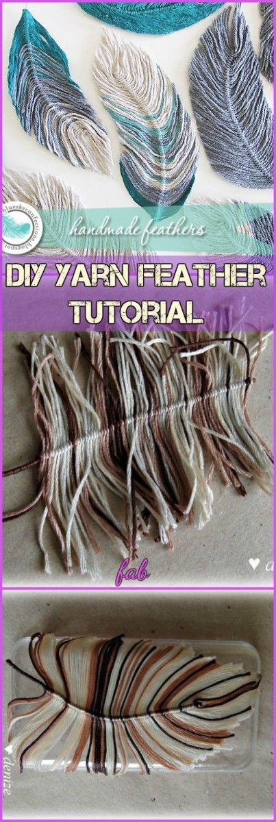 DIY Yarn Feather Tutorial Video Feather Tutorial, Yarn Diy Projects, Diy Dream Catcher Tutorial, Feather Crafts Diy, Macrame Feathers, Feather Diy, Arts And Crafts For Teens, Makramee Diy, Yarn Wall Art