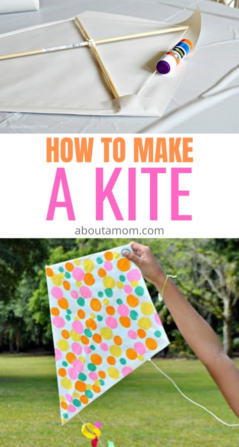 Kites Preschool, Homemade Kites, Make A Kite, Summer Daycare, Diy Kite, Kites Craft, Babysitting Activities, Spring Activity, Kites For Kids